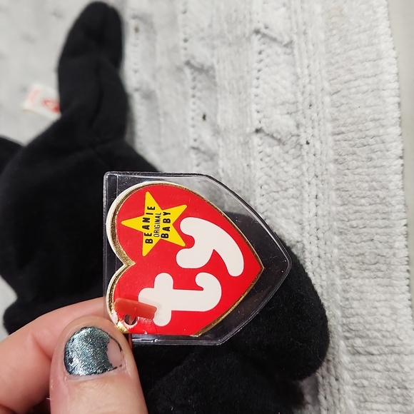 🕸Vintage Blackie Ty Beanie Baby Original Tag Errors PVC Pellets - Picture 7 of 10